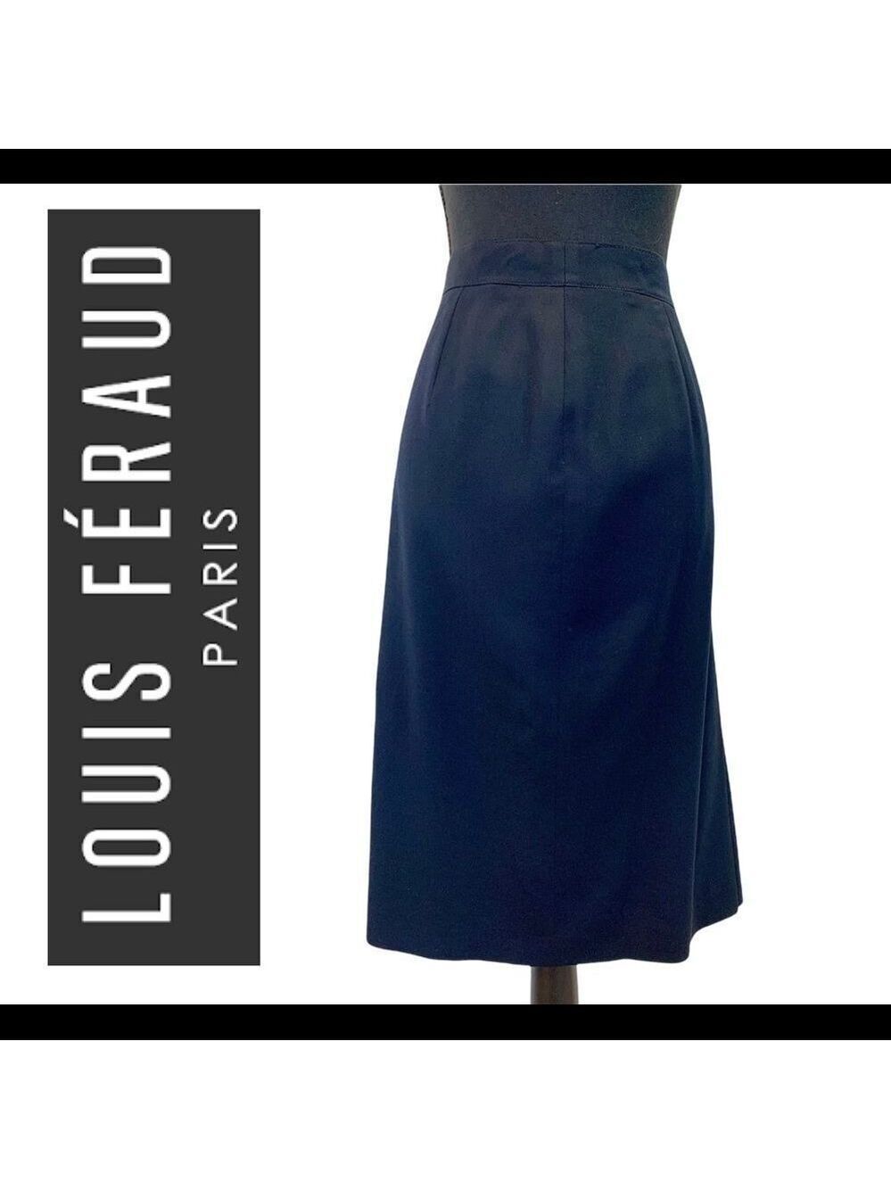 Louis feraud Vintage Navy Blue Wool Pencil Skirt Size 12